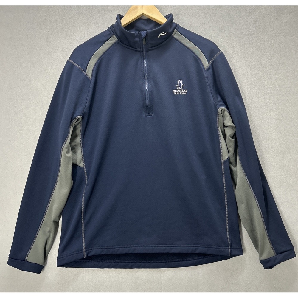 KJUS Diamond Fleece Half Zip Midlayer Pullover Navy Sz. 52 L Old Head Golf Link
